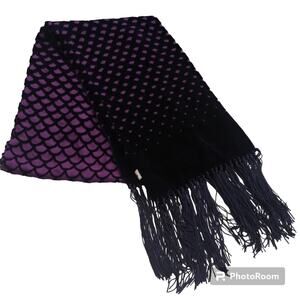 Kenneth Cole Purple Blue Silk Rayon Mermaid Fringe Scarf